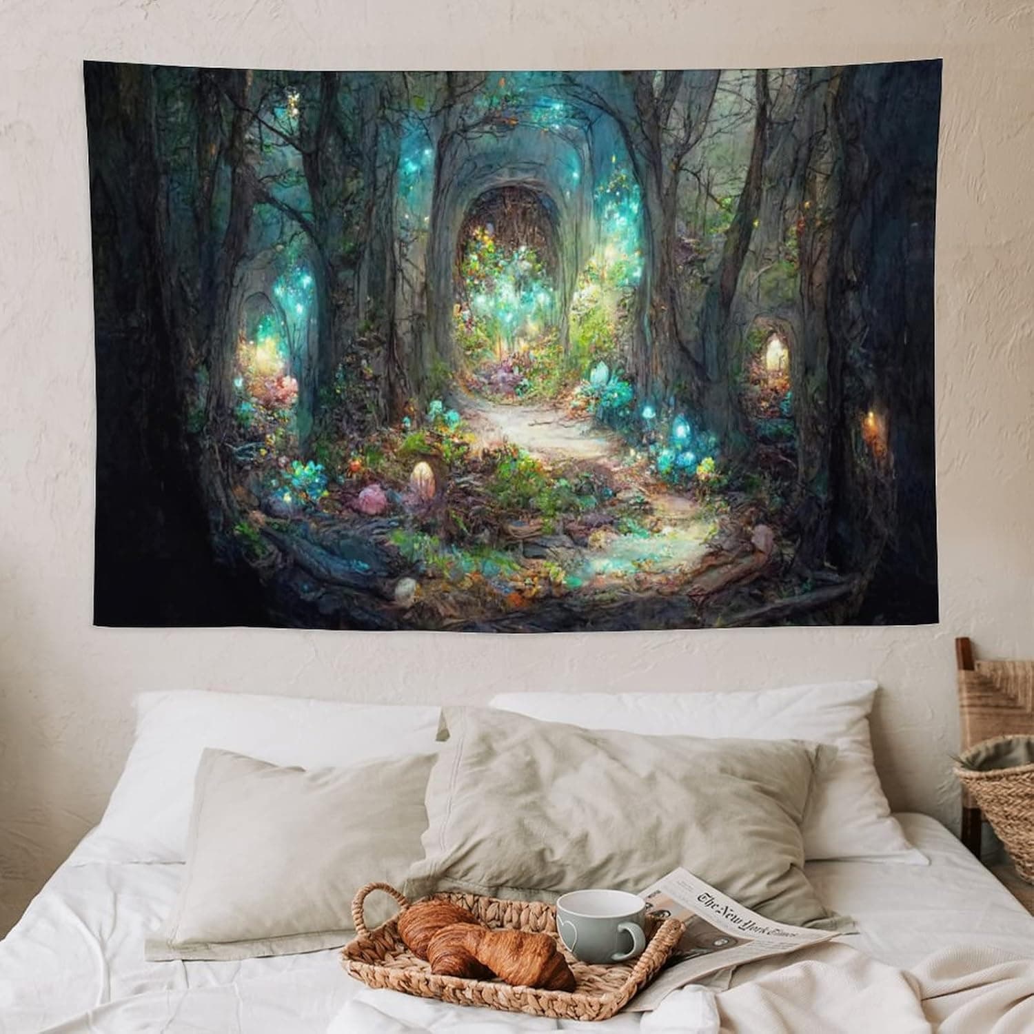 Fantasy Magic Portal Mystic Fairy Tale Forest Fairy Door Parallel World Tapestries For Bedroom Aesthetic 40"X60" Wall Hanging Trendy Funky Home Decor Wall Art For Living Room College Dorm Teens