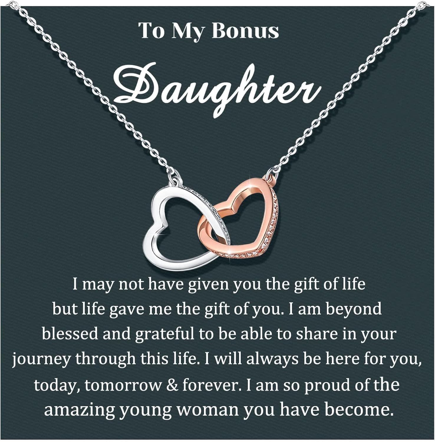 Oysvyten Bonus Daughter Necklace, Bonus Daughter Gifts, Stepdaughter Necklace Gifts from Stepmom Stepdad