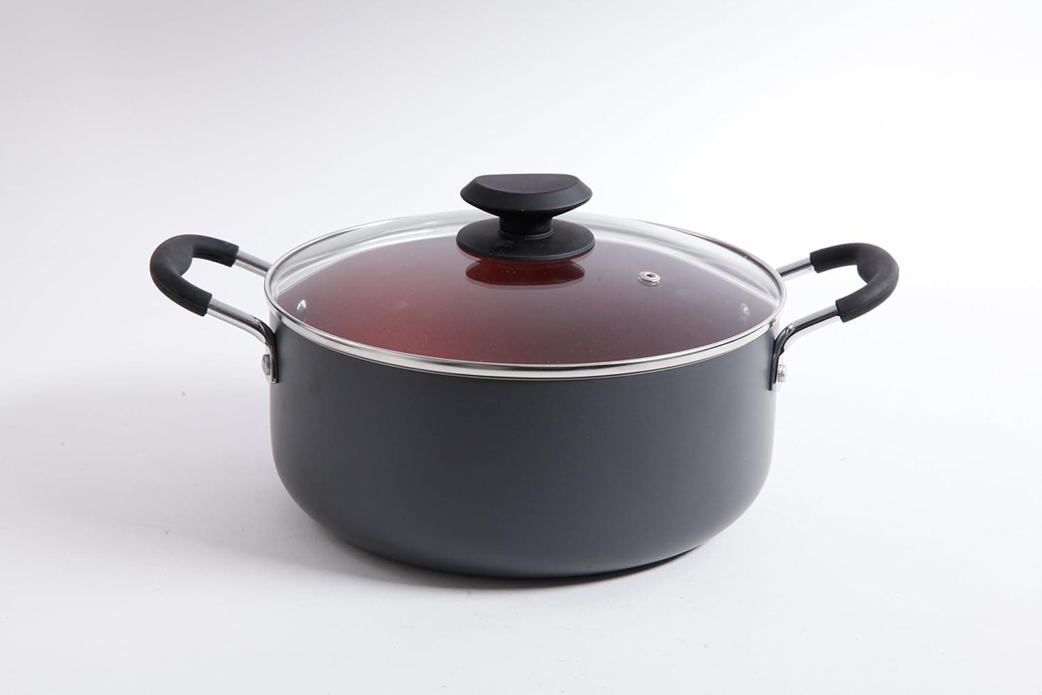 Gibson Home Hummington 5-Quart Ceramic Non-Stick Dutch Oven with Glass Lid, Red