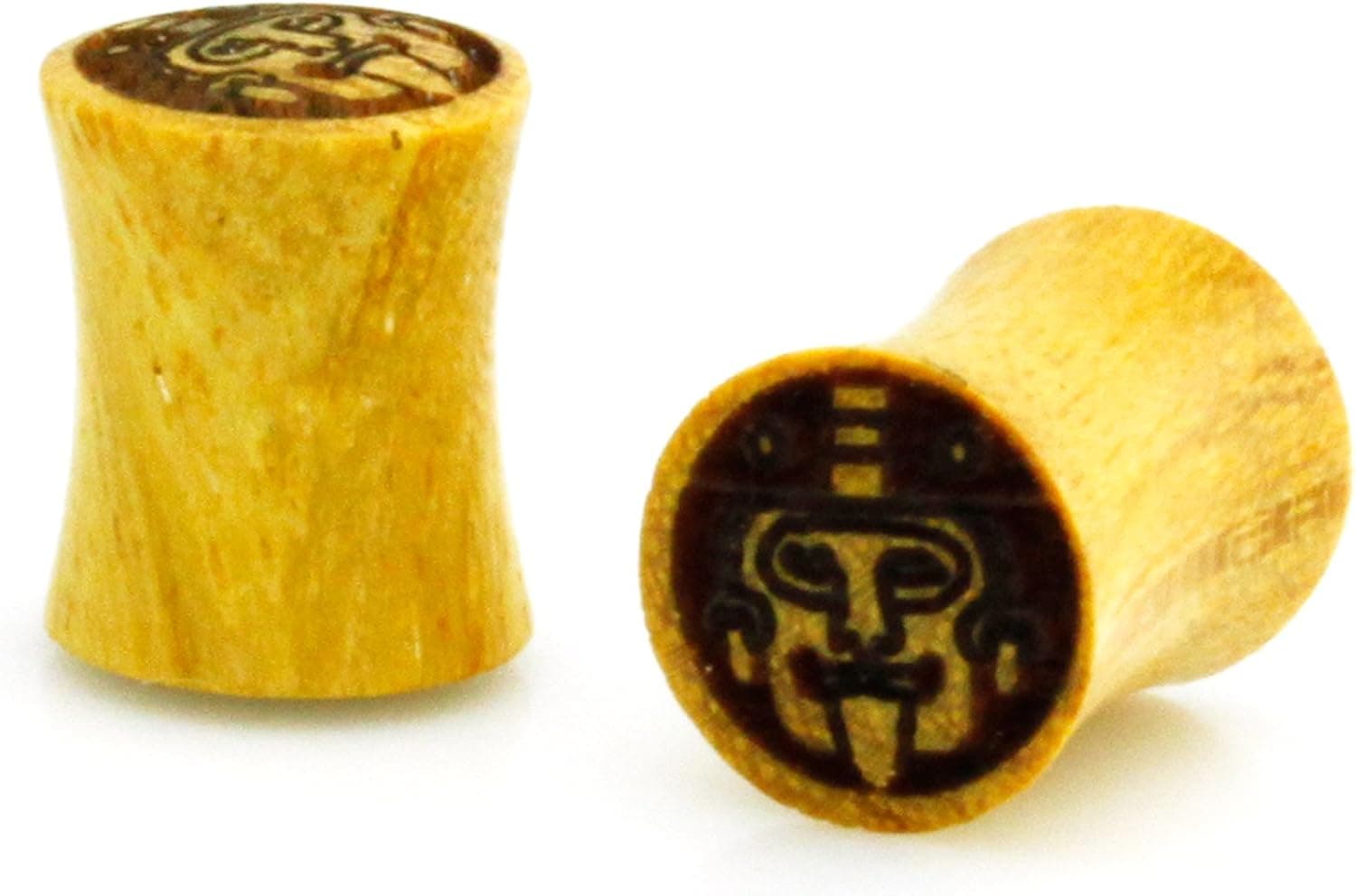 Payless Outlet Organic Real Wood Aztec Tribal Mask Print Expander Ear Plugs
