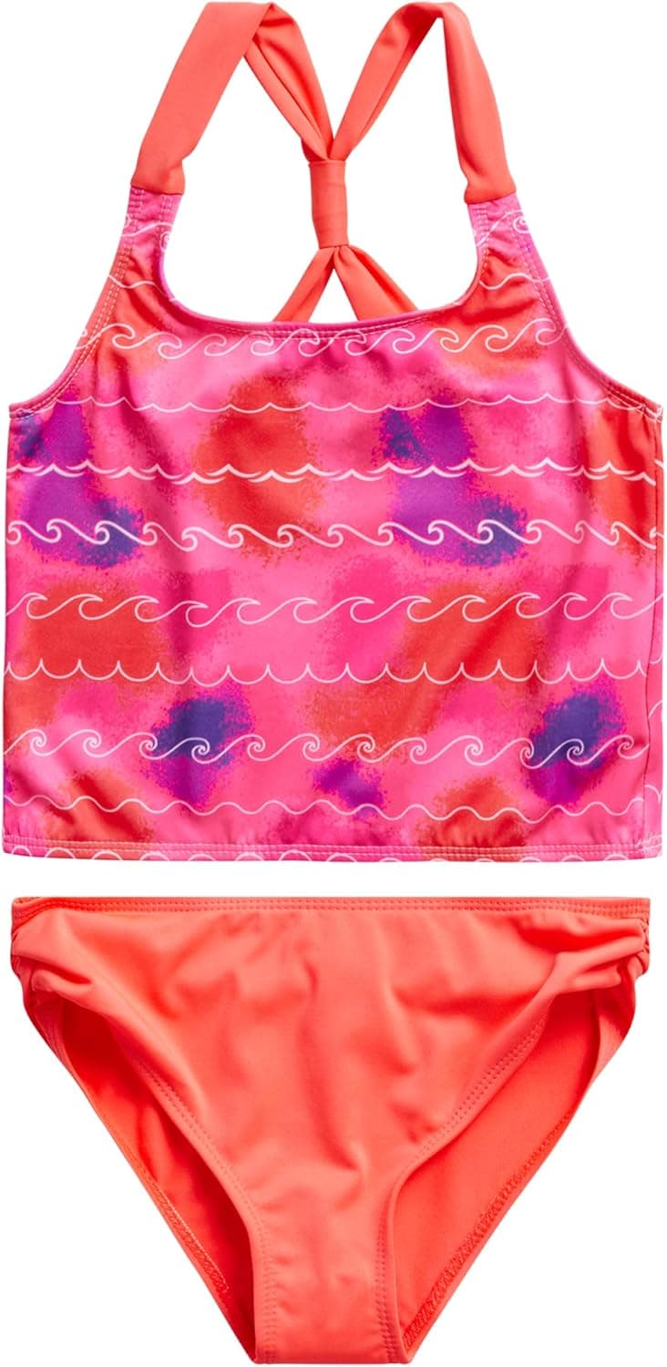 Pink Platinum Girls' Bathing Suit - 2 Piece Tankini Swim Shirt and Bikini Bottom Set (7-16)