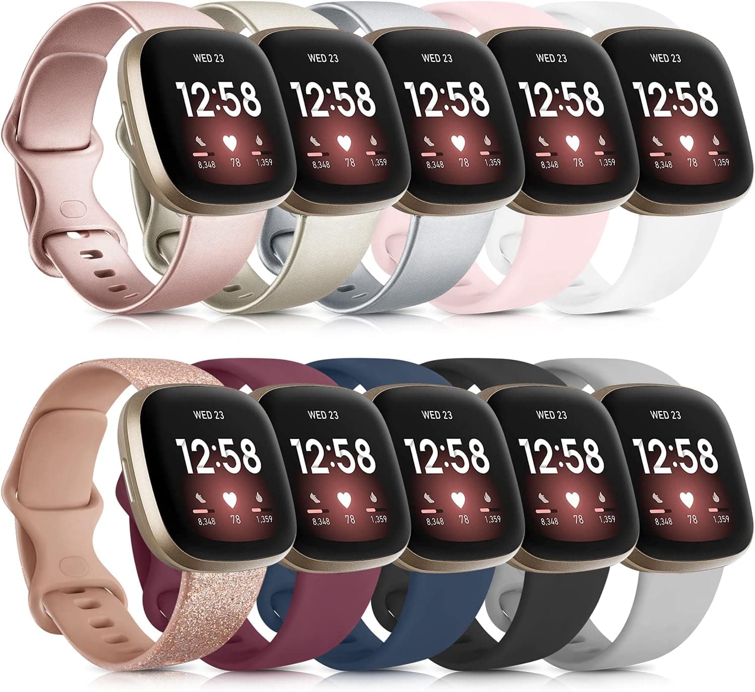 Bands Compatible with Fitbit Versa 3 Bands for Women Men, Soft Silicone Accessories Wristbands Replacement for Fitbit Sense/Fitbit Versa 3