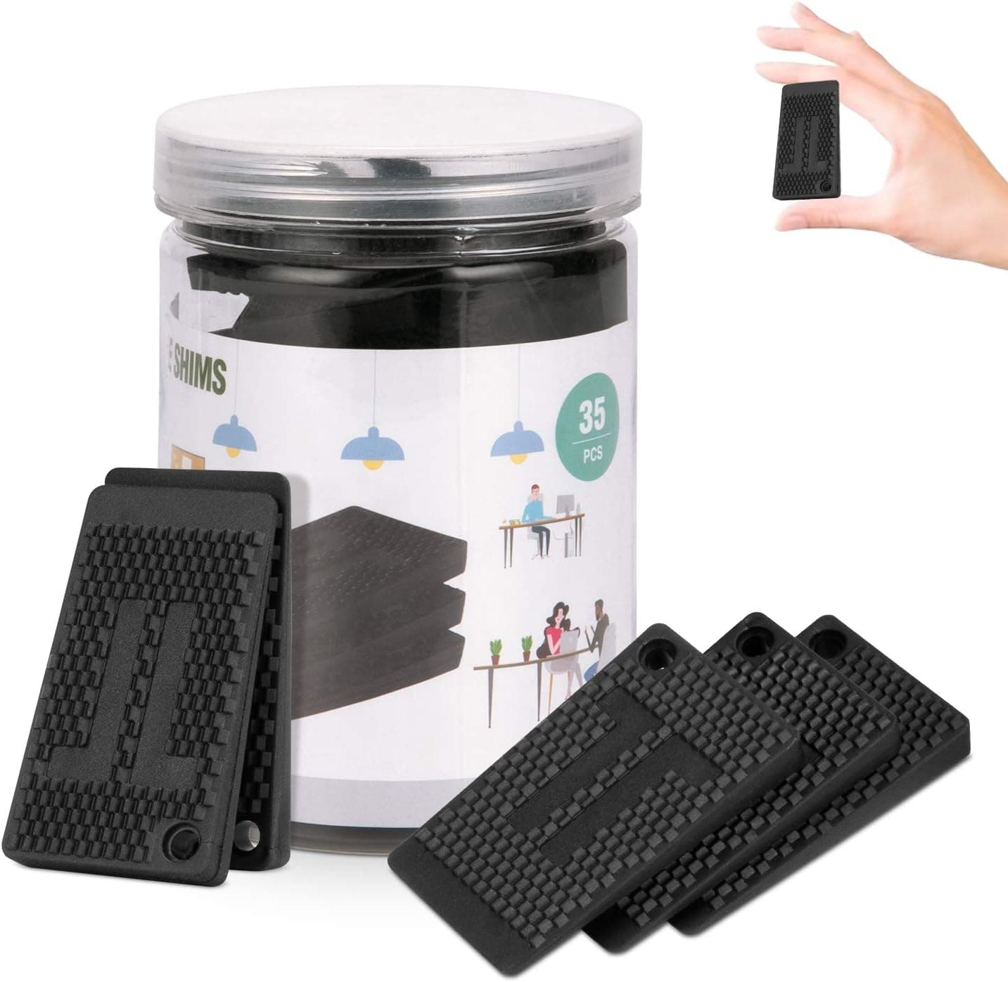 Plastic Shims,Furniture Pads Levelers,35 PC,Strong and Durable DIY Waterproof Rubber Feet Have Extreme Weight Capacity - Ideal Table Shims Non Slip for Furniture, Table, Chair, Cabinet,Table Leg