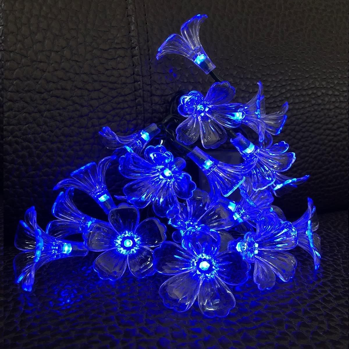 WONFAST Solar Flower Lights,Waterproof 15.7ft/4.8m 20LED Morning Glory Flower Solar Fairy Decorative String Lights for Outdoor Gardens Homes Wedding Christmas Party Lighting Decorations(Blue)