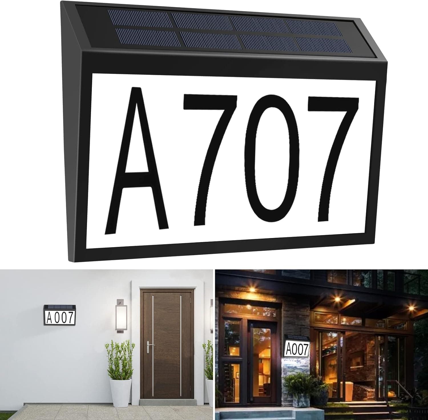 Aflifli Solar House Number Light Waterproof, Wall Mount Address Numbers Sign, Auto on/off & Customized Letter and Numbers for Door Fence