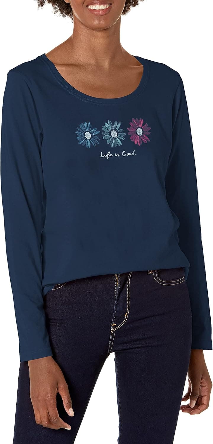 Life is Good Longsleeve Crusher Scoop 3 Happy Daisies