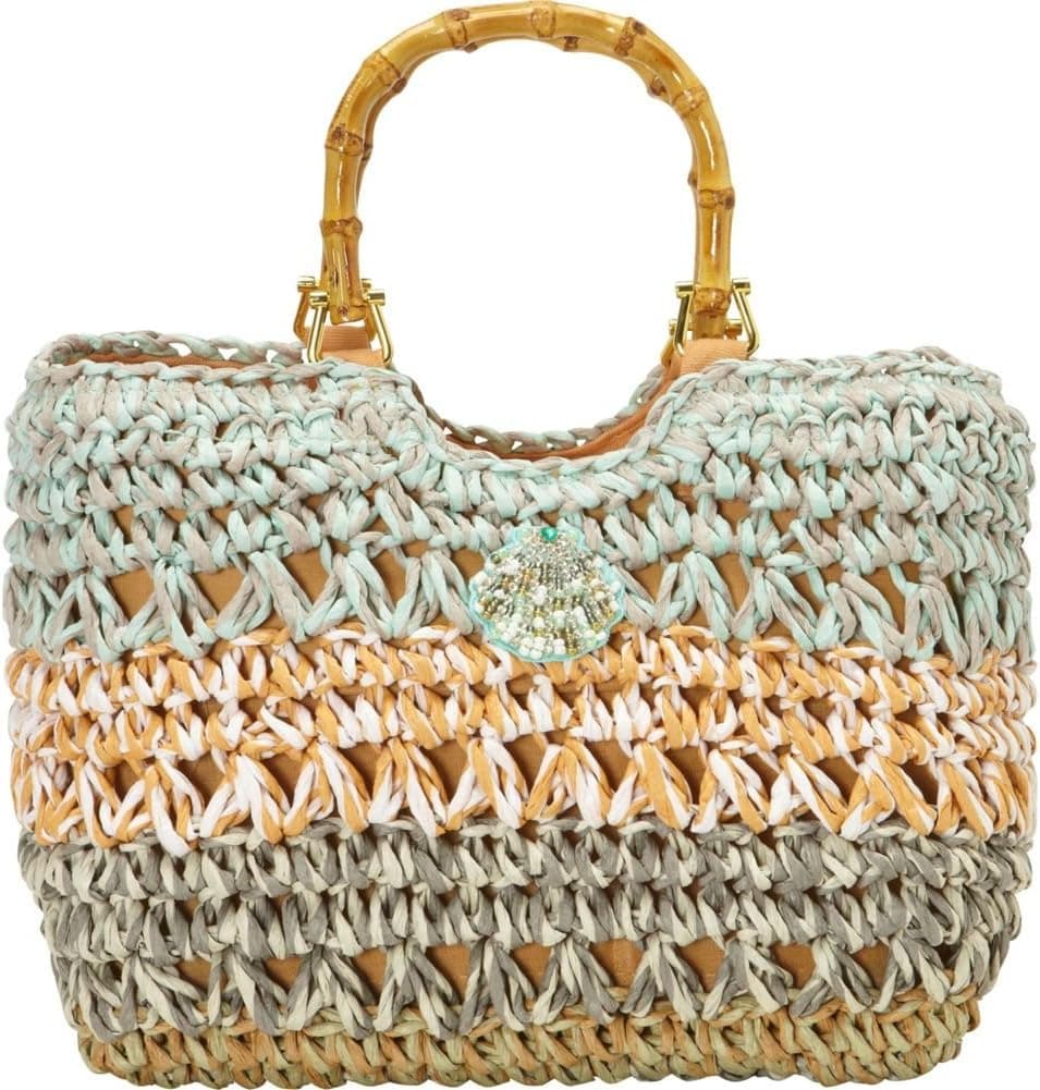 Cappelli Women's Crochet Toyo Bamboo Bag O/S Blue