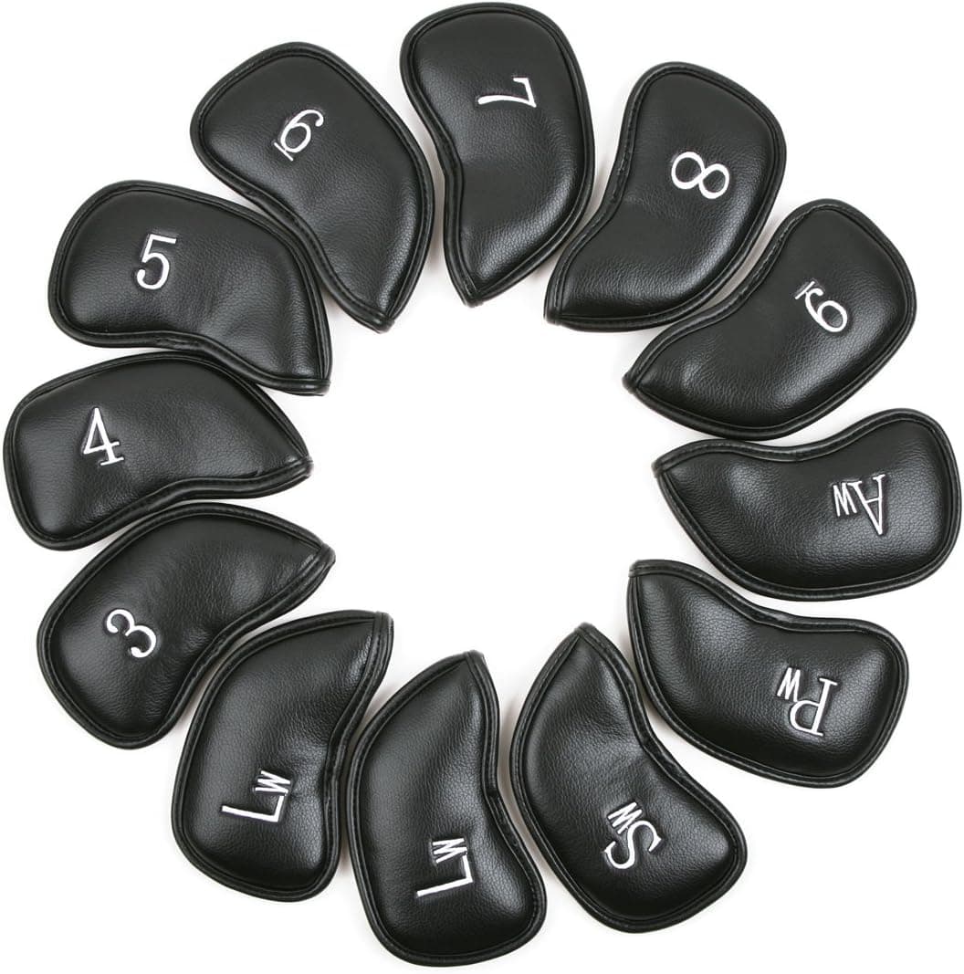Intech 12-Piece Thick Synthetic Leather Golf Iron Head Cover Set Fit All Brands (TaylorMade, Callaway, Ping, Titleist, Cobra and more)