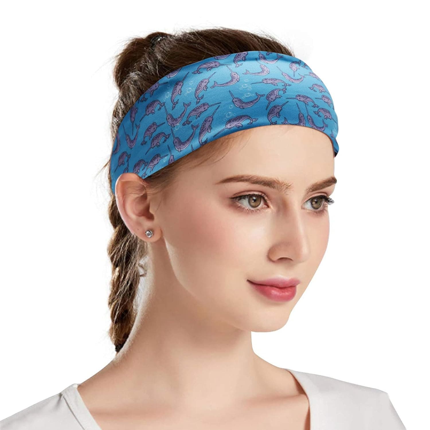 LParkin Dog Cat Narwhal Fox Narwhal Funny Head Bands for Adults - Wide Headbands - Gift for Wife - Adult Headband - Headband Women - Hair Headband - Best Headbands (Narwhal)