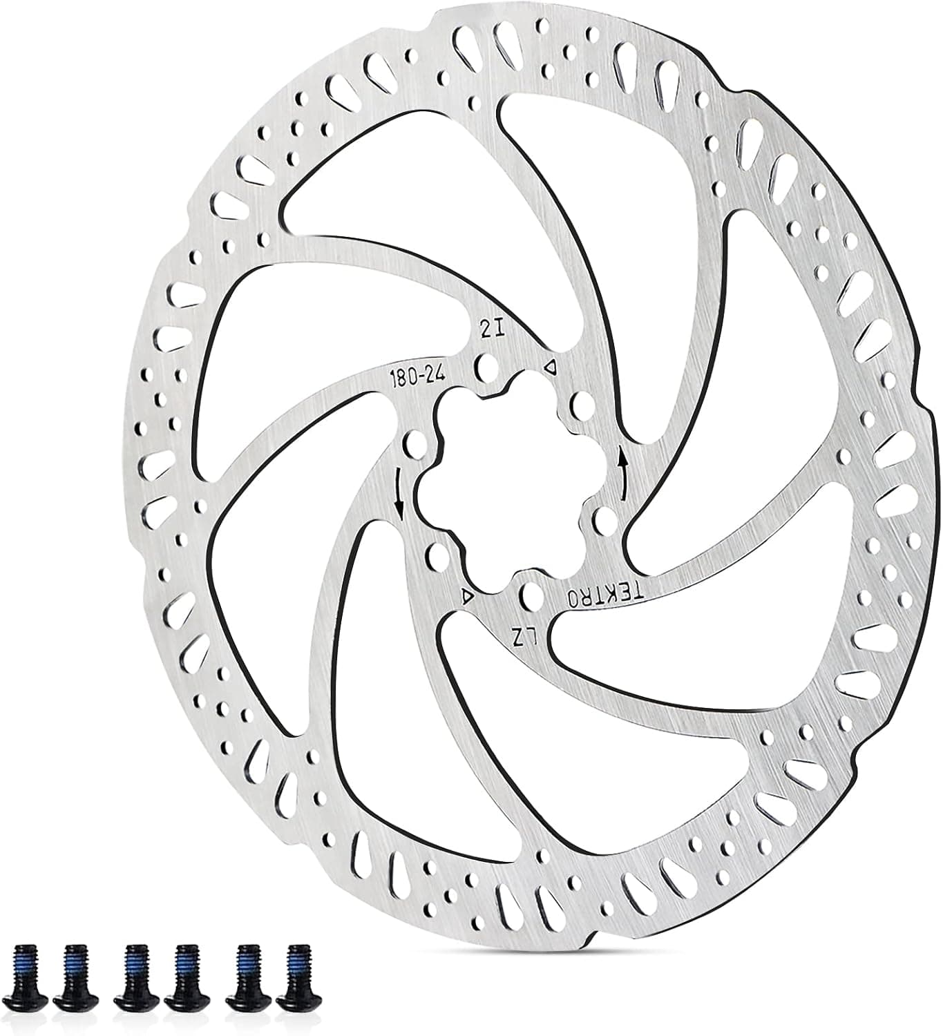 Tektro TR180-24 180mm Bike Disc Brake Rotor with 6 Bolts Silver