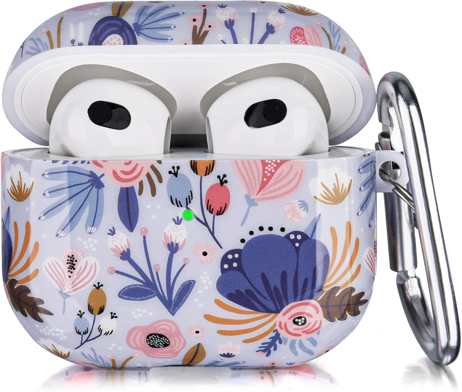 Airpods 3rd Generation Case, CAGOS Cute Airpod Gen 3 Case Floral Hard Protective Cover for Women Girls Compatible with Apple iPod 3rd Generation Charging Case (Light Blue)