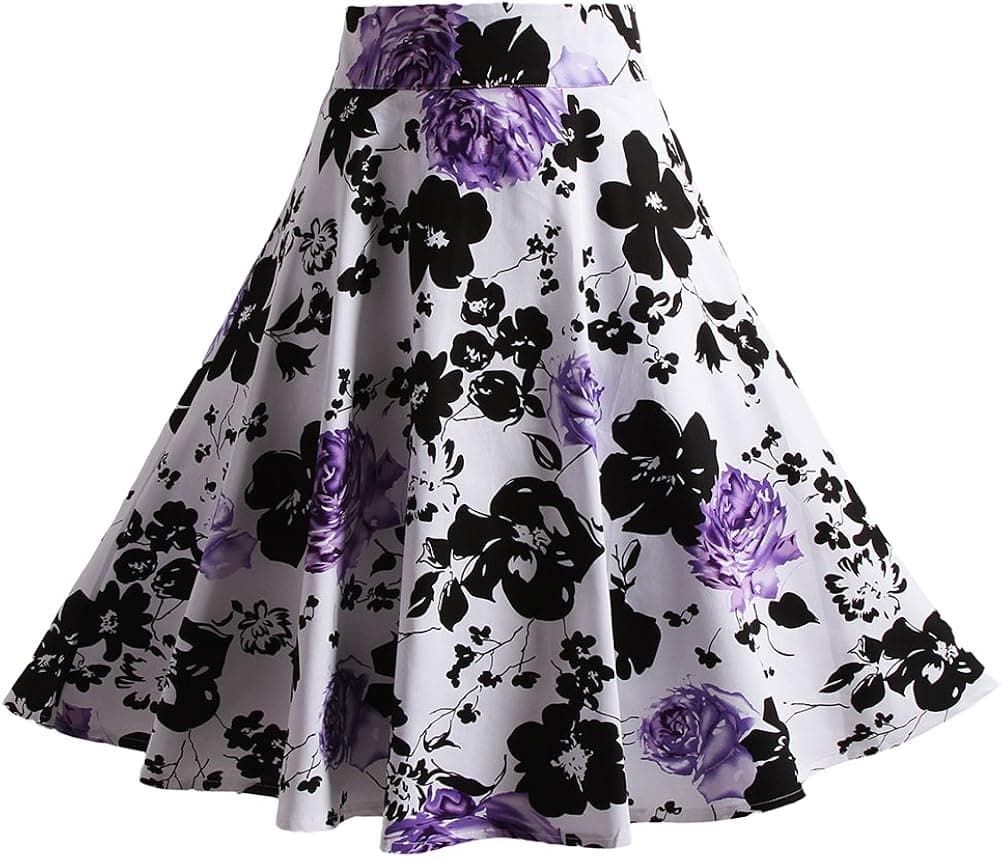 Fancyqube Women's Pleated A-Line Avocado Unicorn Sloth Midi Skirt