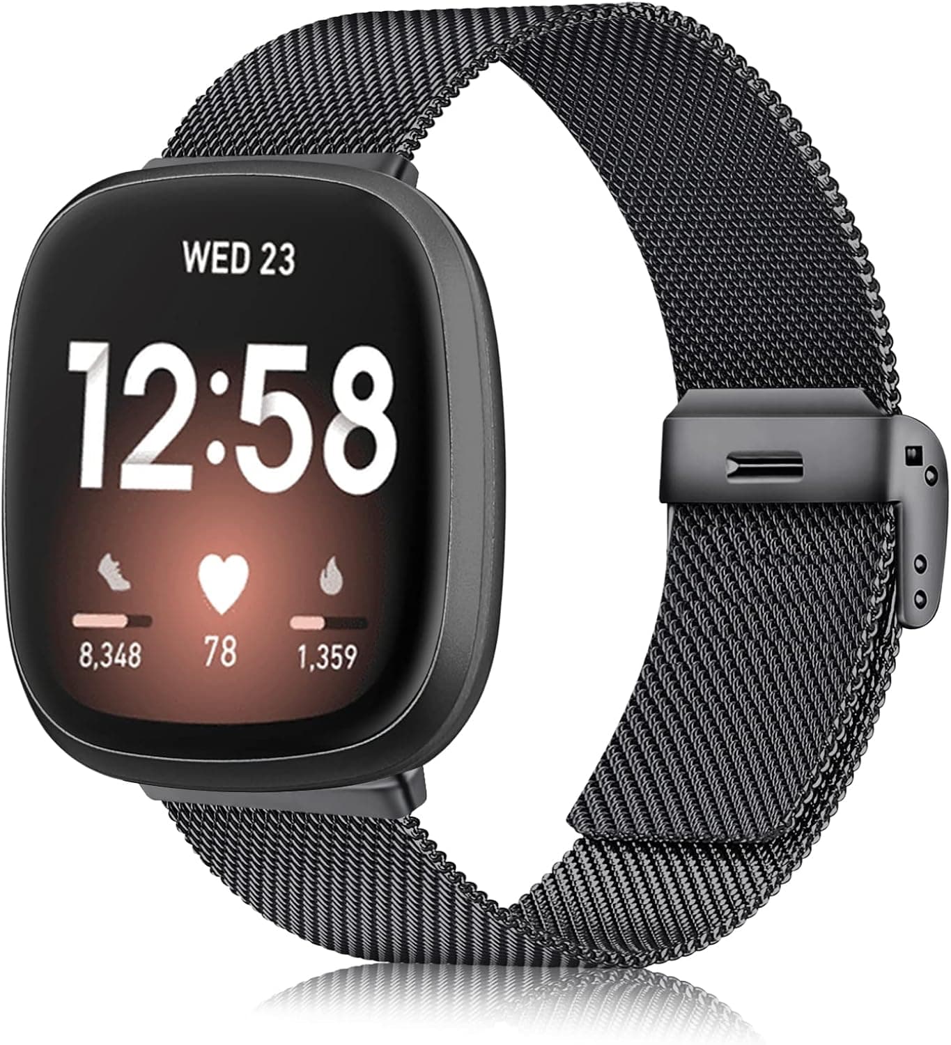 Fintie Metal Band Compatible with Fitbit Versa 3 / Fitbit Sense, Adjustable Stainless Steel Mesh Loop Bracelet Wristbands