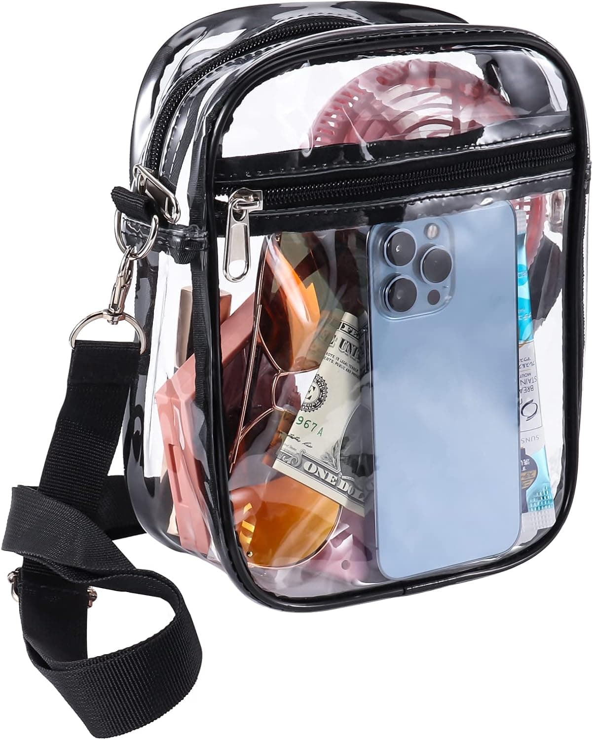 INCTUO Clear Bag Stadium Approved, Clear Crossbody Bag Purse Bag for Sports Event Concerts Festivals