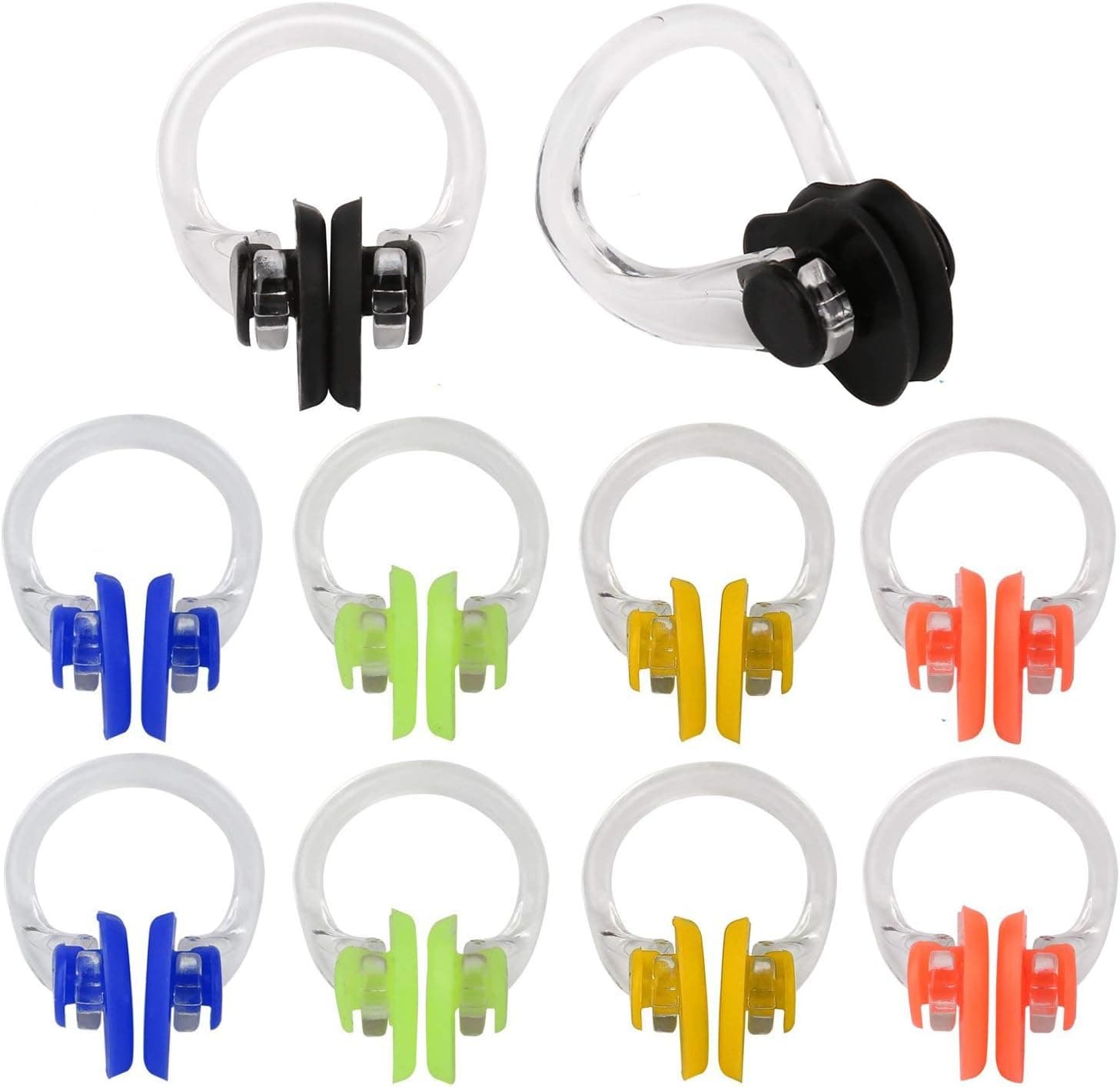 Linwnil [10Pcs/Pack Waterproof Silica Gel Swimming Nose Clip Comfortable Soft Latex Plugs for Kids and Adults Multi-Color [Random Color]