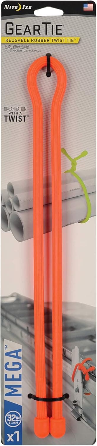 Nite Ize GTM32-31-R3 Gear Mega Rubber Twist Tie, 32 Inch, Bright Orange