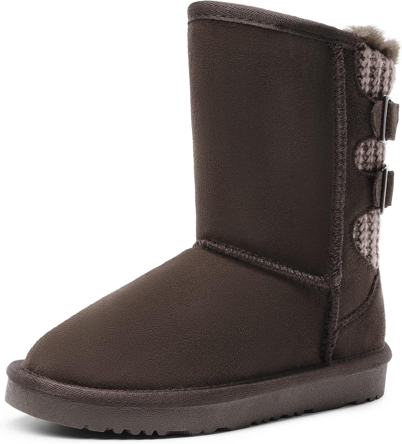 DREAM PAIRS Kids Faux Fur Lined Mid Calf Winter Snow Boots