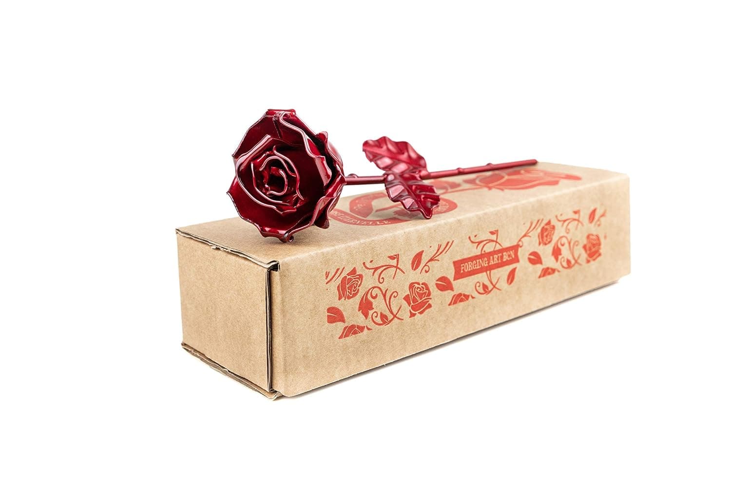 Eternal Wrought Iron Rose - Hand forged (Red)