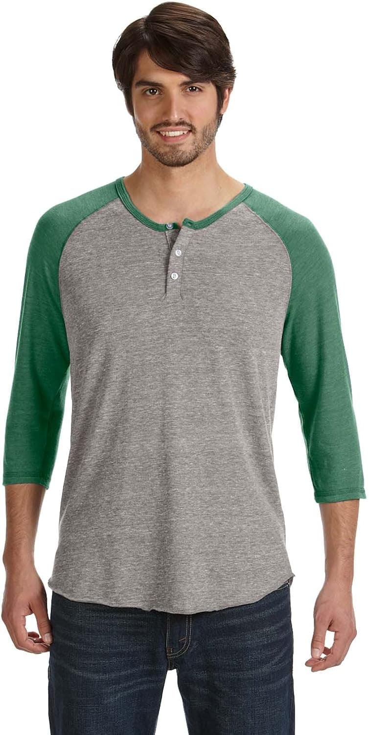 Alternative Men's Raglan 3/4 Sleeve Henley Shirt