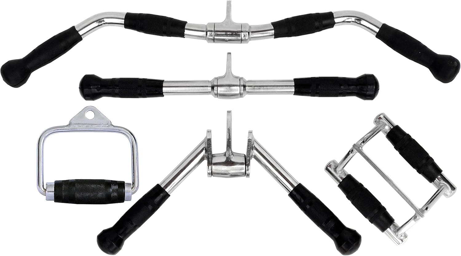 Ader 5 Gym Attachments with Rubber Grips & Heavy Duty Black Snap Links