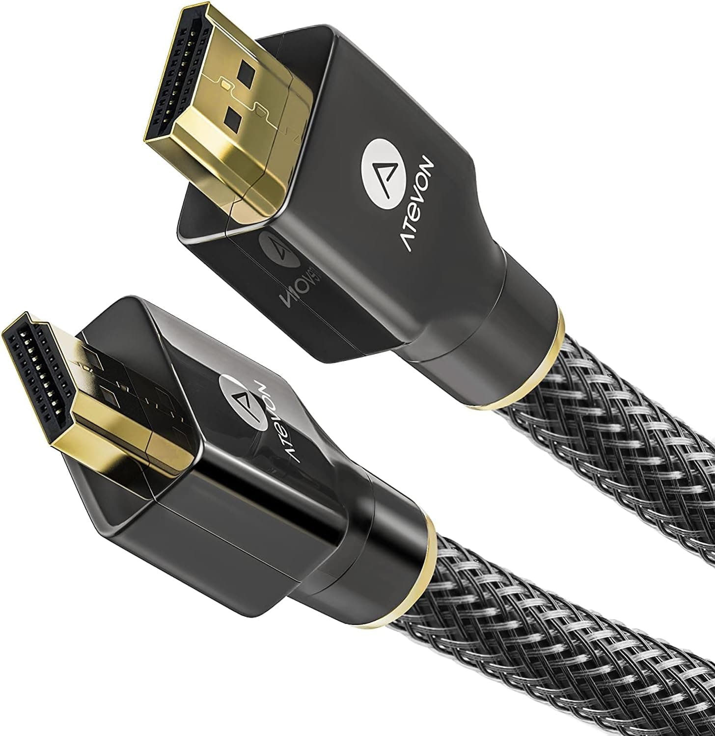 4K HDMI Cable 6ft (2-Pack) - Atevon High Speed 18Gbps HDMI 2.0 Cable - HDCP 2.2-4K HDR, 3D, 2160P, 1080P, Ethernet - 28AWG Braided HDMI Cord - Audio Return Compatible with TV, PC, Blu-ray Player