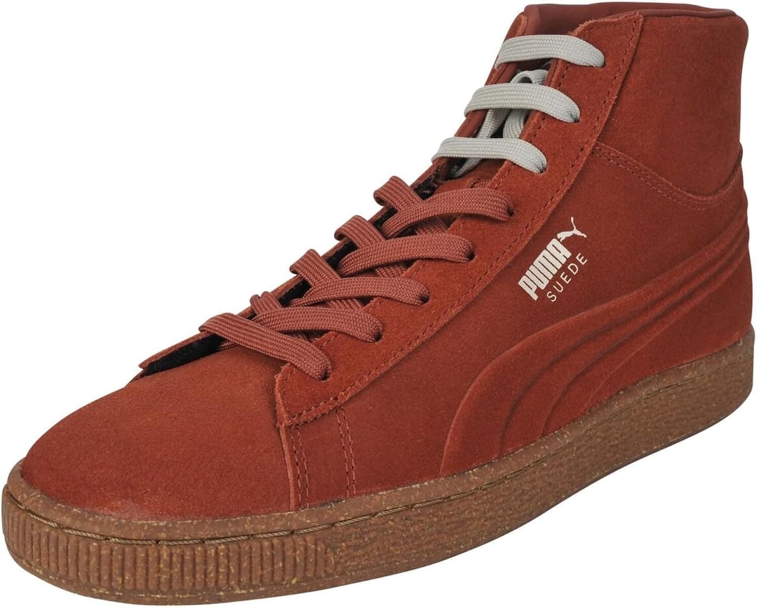 PUMA Men's Suede Mid Emboss Mixed Rubber Arabian Spice/Oatmeal 8.5 D US