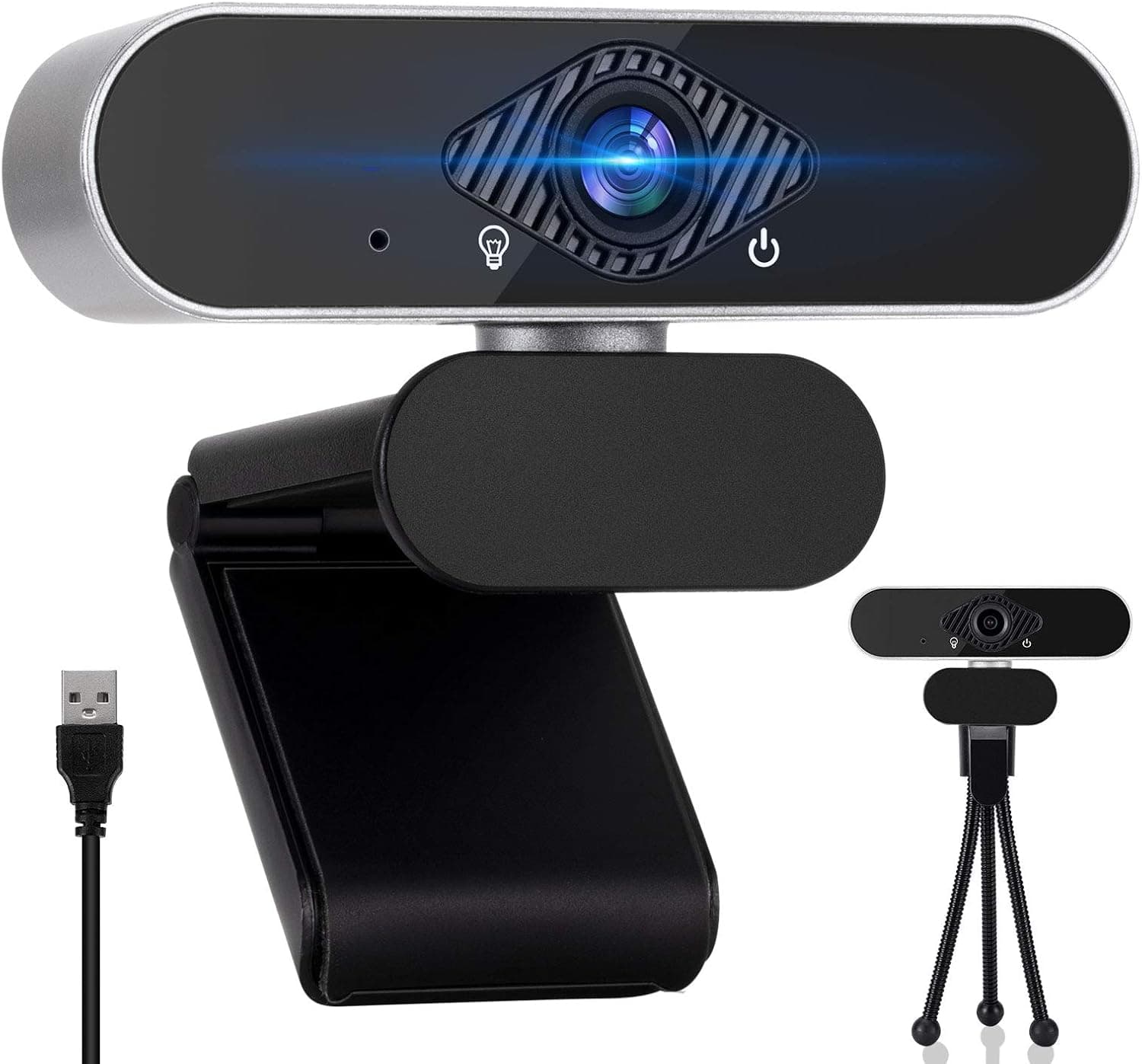 OMMO HD 1080P Webcam with Microphone, PC Webcam Mini Computer Camera with Auto Light Correction, 360-Degree Rotation USB Webcam for Video Conferencing, Teaching, Streaming Gaming,Online Chatting