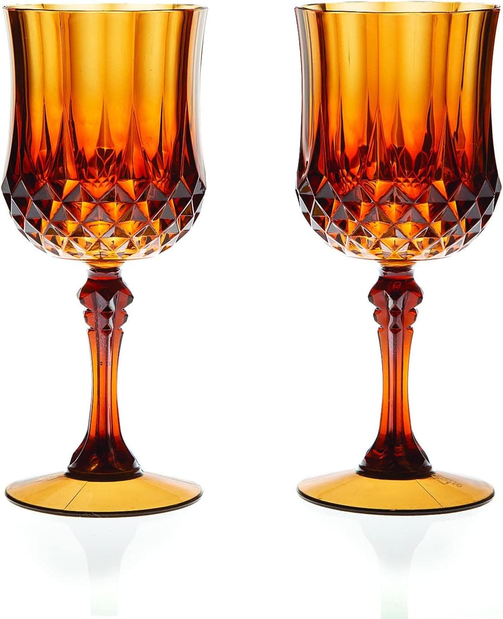 Fun Express Amber Patterned Wine Glasses - Party Supplies - 12 Pieces