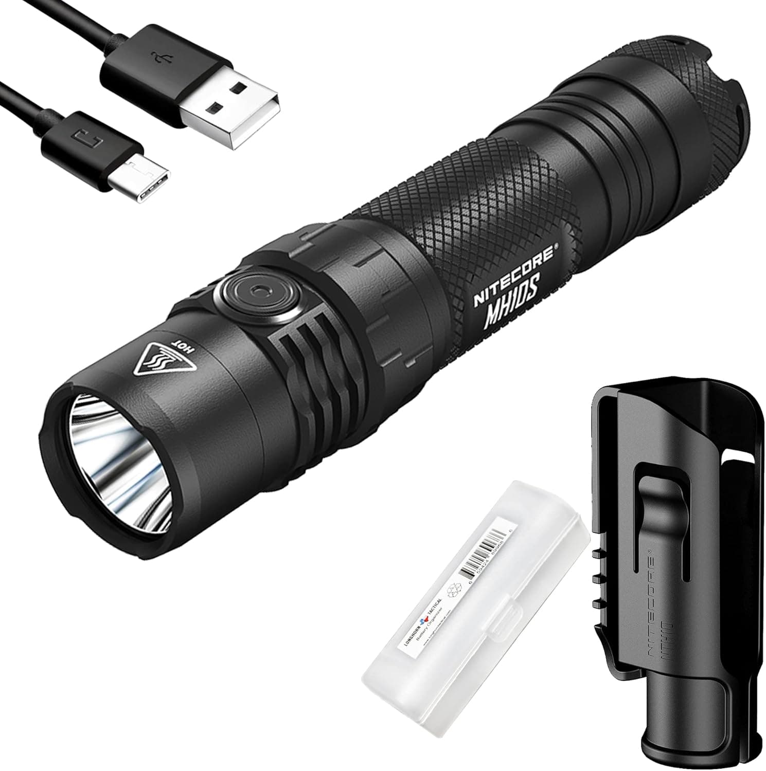 Nitecore MH10S Rechargeable Flashlight, 1800 Lumen LED High Lumen USB-C Port and LumenTac Organizer