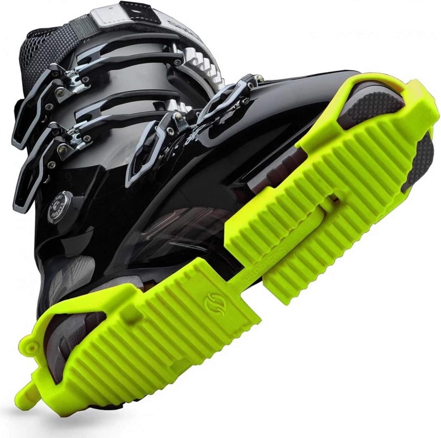 Ski Skooty Skiing Boot Traction Cleats - (1-Pair, Neon Green) - Adjustable Track Comfort Soles for Protection and Walking in Ski Boots