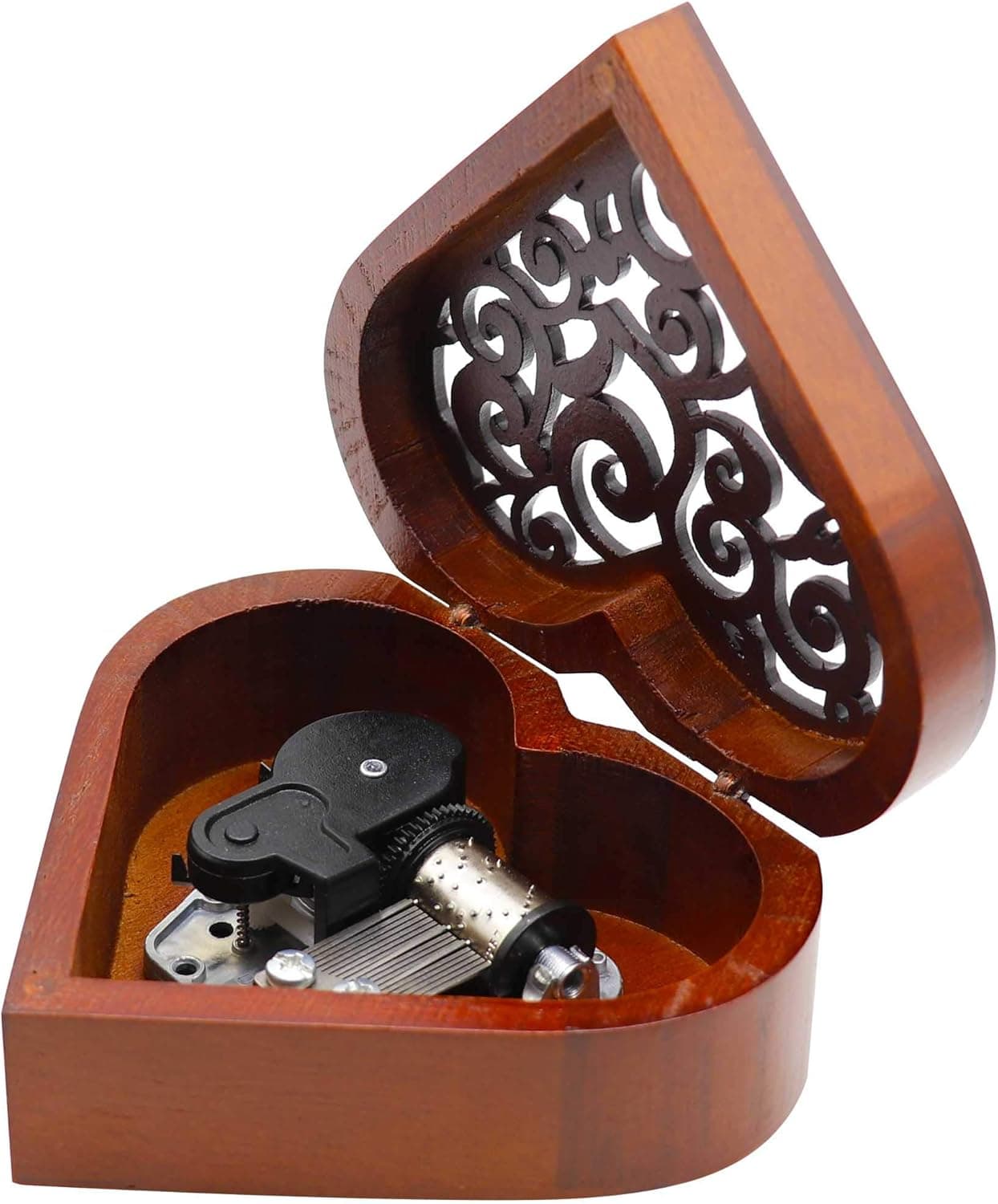 HOLLY TRIP Vintage Music Box, Heart Shape Wooden Mechanism Wind Up Musical Box Gift for Christmas/Birthday/Valentine's Day, Melody Castle in The Sky