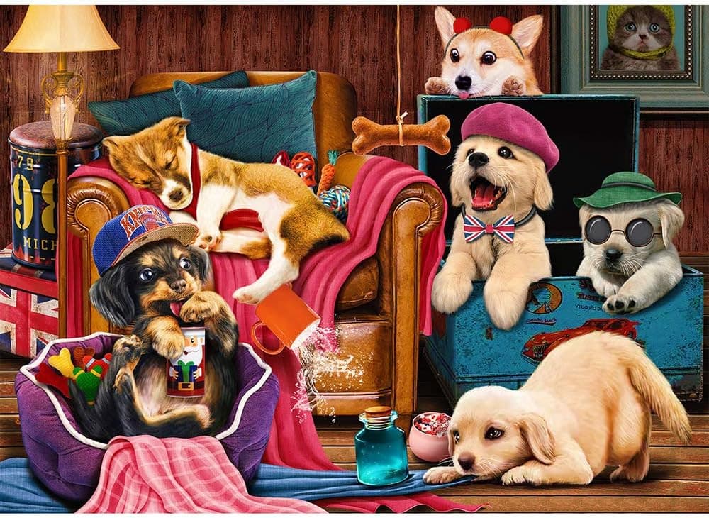 Jigsaw Puzzles for Adults 1000 Piece Puzzle for Adults 1000 Pieces Jigsaw Puzzle 1000 Pieces- Puppy Dream House…