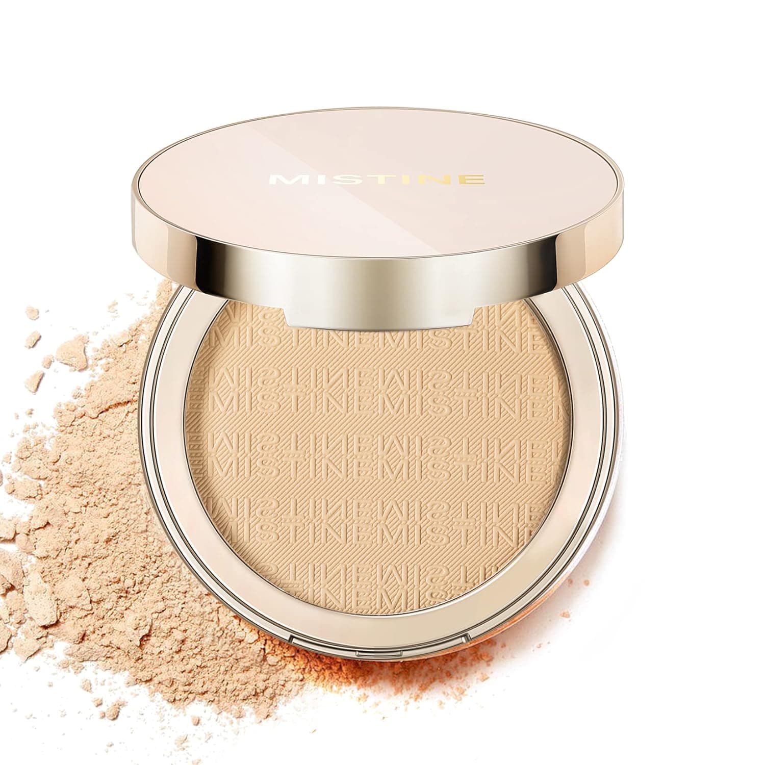 MISTINE Pressed Powder Compact 24H Oil Control Face Powder Compact Waterproof Talc Free Finishing Powder Makeup,Matte Finish -Natural Ivory