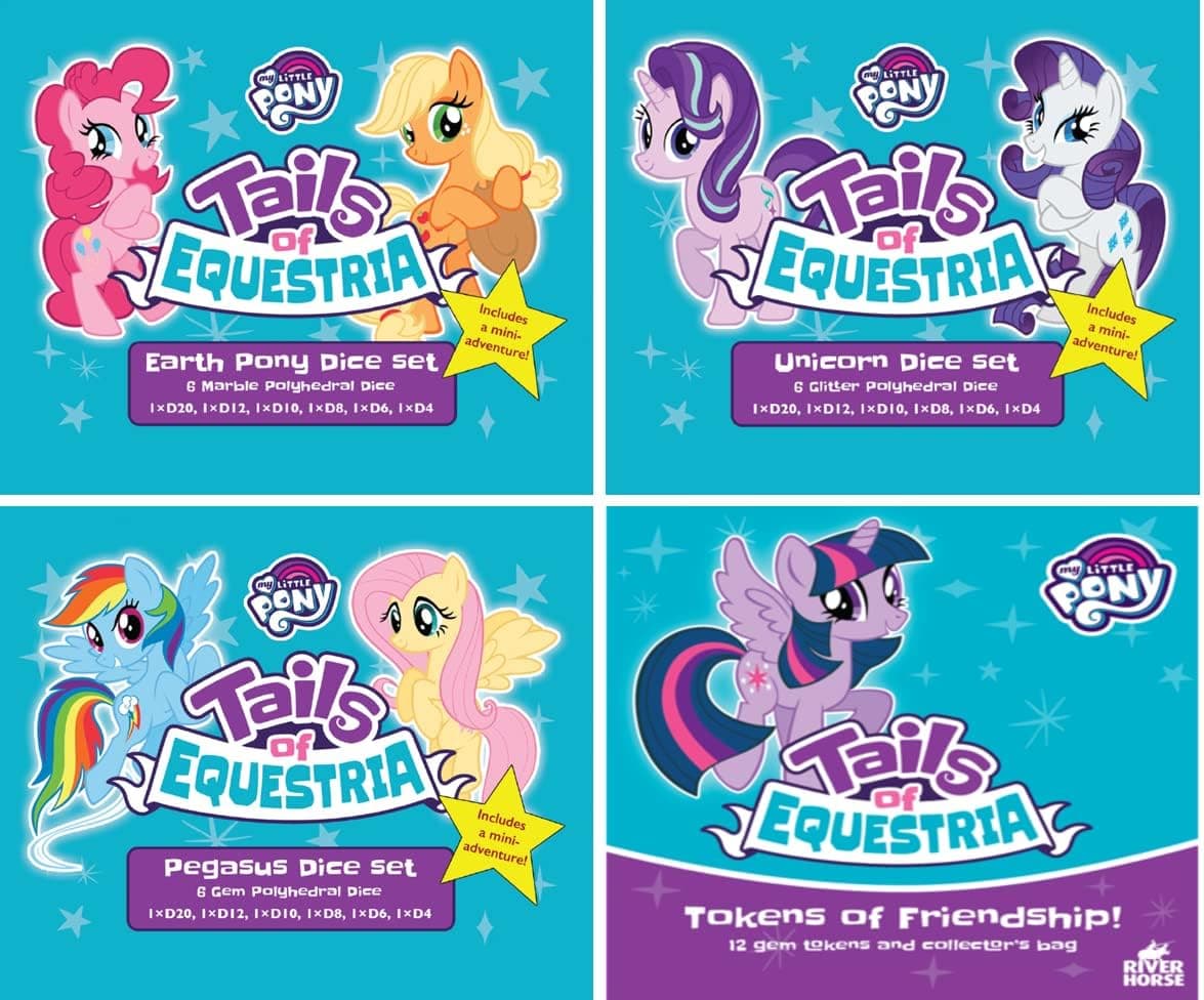 My Little Pony: Tails of Equestria Dice Bundle: Pegasus, Unicorn and Earth Pony Dice Plus Friendship Tokens