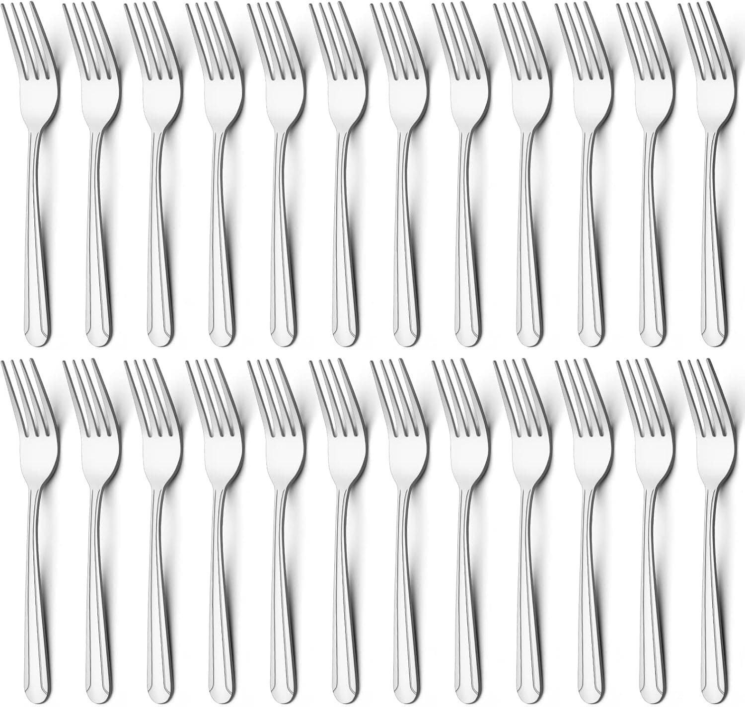 BEWOS 24 Pieces Dinner Forks Set, 8.2-Inch Stainless Steel Forks Silverware, Flatware Forks, Salad Forks, Table Forks, Mirror Polished, Dishwasher Safe, Forks Use for Home, Kitchen or Restaurant