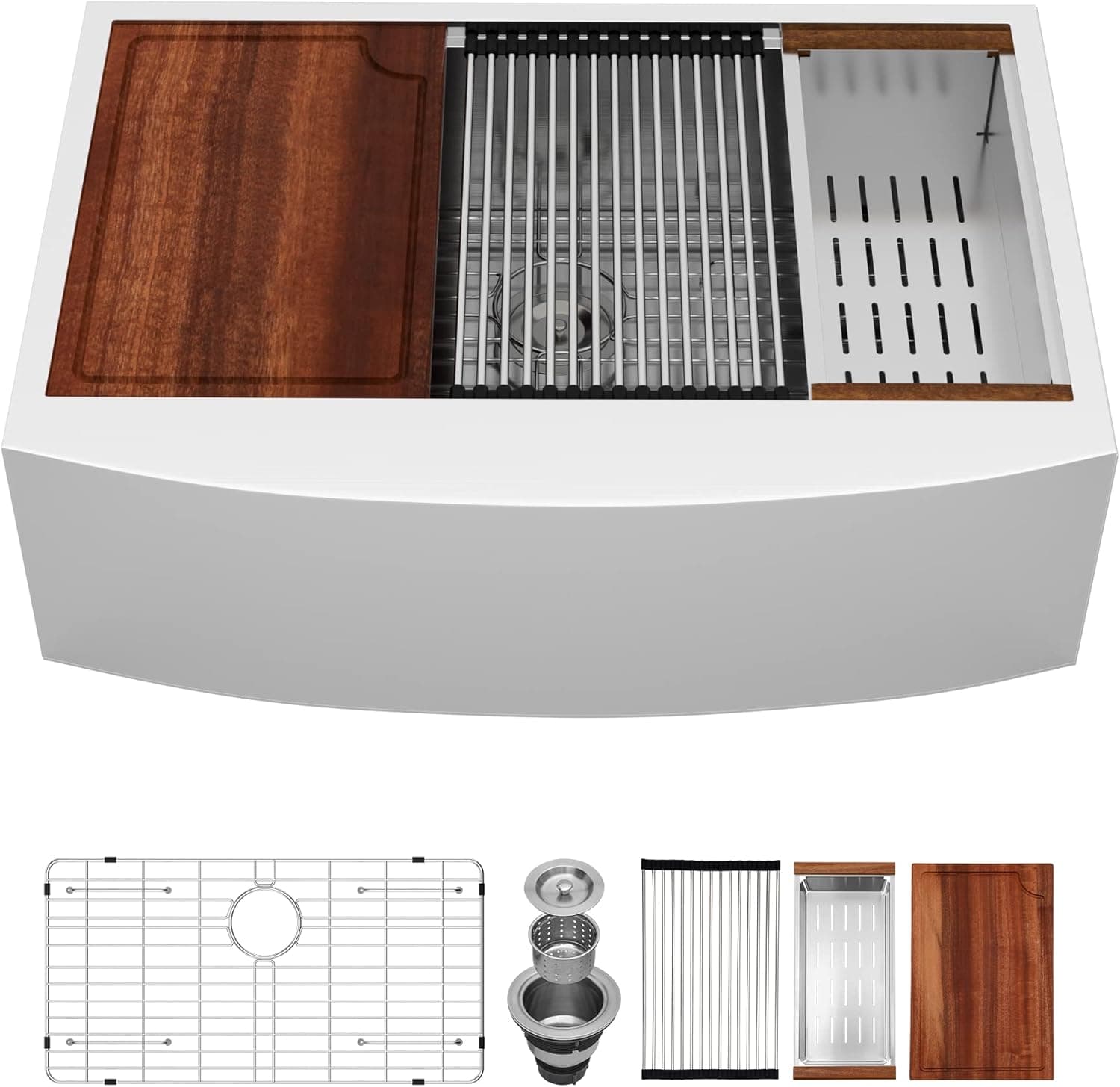 30 Farmhouse Workstation Sink - Logmey Stainless Steel Apron Front Farmhouse Ledge Workstation 18 Gauge Single Bowl Farm Sink