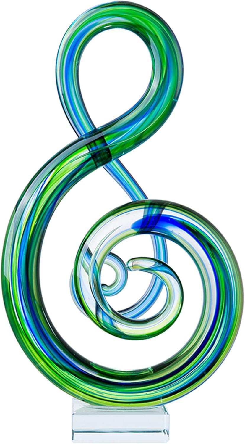 Gorgeous Home Glass Music Note Figurines Handmade Art Collectibles Home Decorative Ornaments (6.5"×3.5"×11")