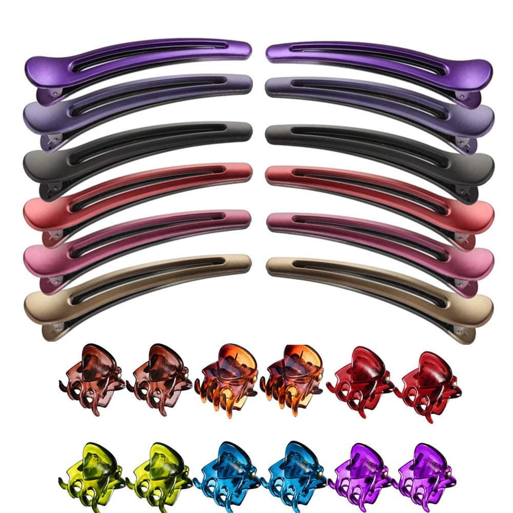 Hair Styling Clips for Sectioning Salon Hairstyle Multi Colors Sectioning Duckbill Hair Clips for Women Professional Hair Cutting Clips 12Pcs