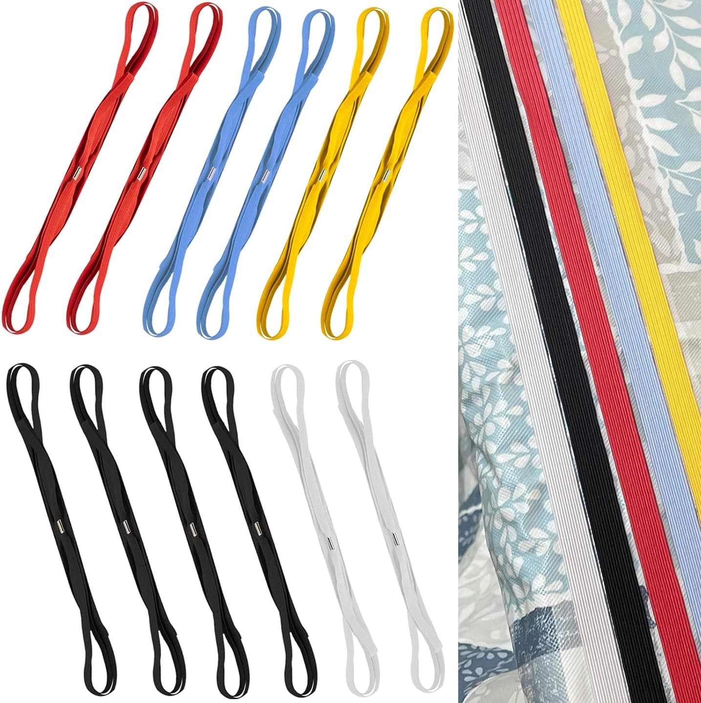ECOHomes Table Cloth Holders & Table Bungees for Picnic, Camping (12 PCs Multicolor) - Outdoor Tablecloth Band Straps Hold Down Tableclothe Cover | Extra Strong Rubber Bands Cord Clips