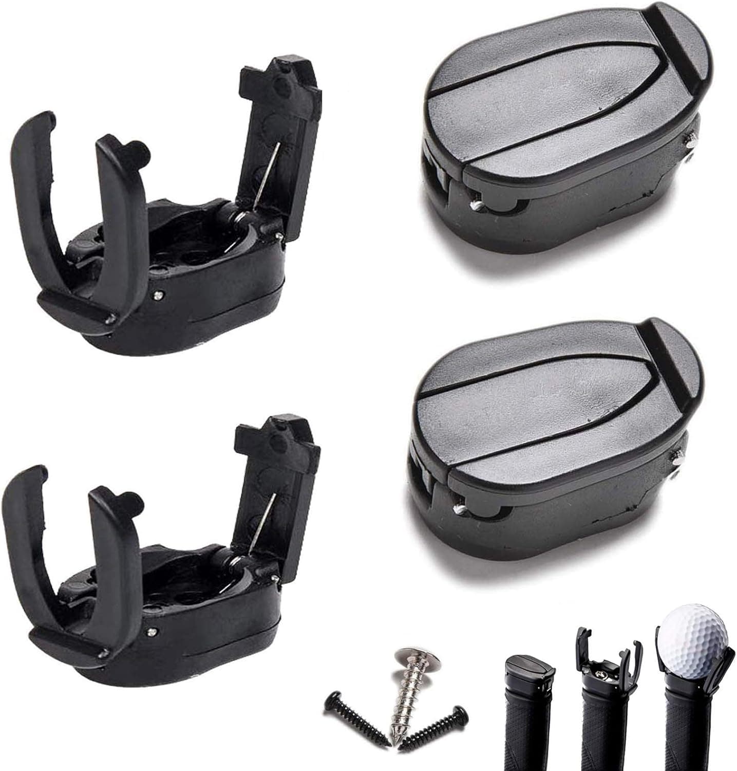 FINGER TEN Golf Ball Pick Up Retriever Tool Putter Grip Grabber Sucker Value 2/4/6/8/10 Pack Mini Balls Plastic Claw Saver Upper Accessories Black for Men Women Golfer