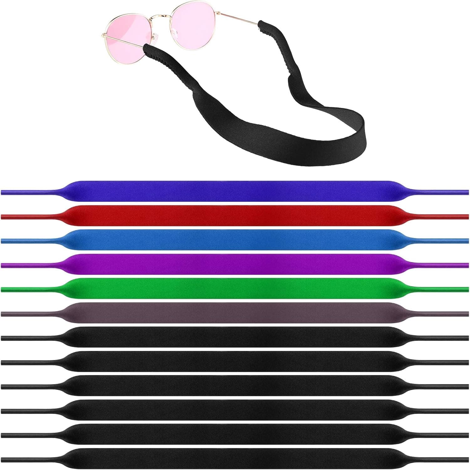 12 Pieces Women Men Sunglass Straps Holder Floating Sunglasses Strap Neoprene Sunglasses Lanyard Retainer Replacement Secure for Fishing Boating Water Sports, Outdoor Adventures