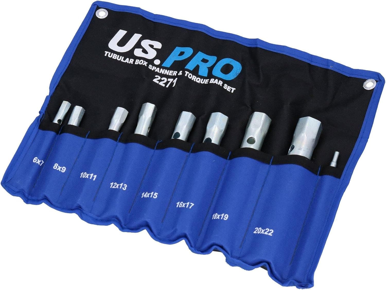 Metric Box Spanner Wrench Tubular Torque Bar Set Plug Sockets 8pc 6-22mm