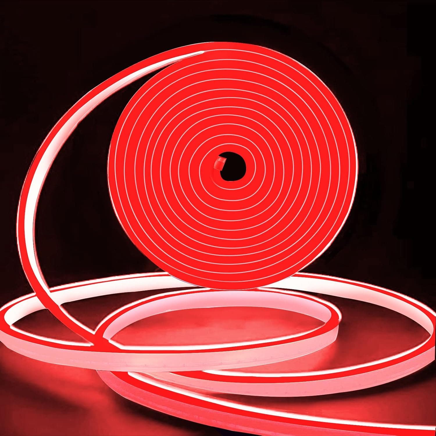 MosaiRudo Neon LED Strip Lights, 16.4ft/5m Neon Flex, 12V Super Bright Strip Lights, Waterproof Dustproof Silicone Neon Rope Light for Bedroom, Indoor Outdoor DIY Decor Red [Power Adapter no Included]