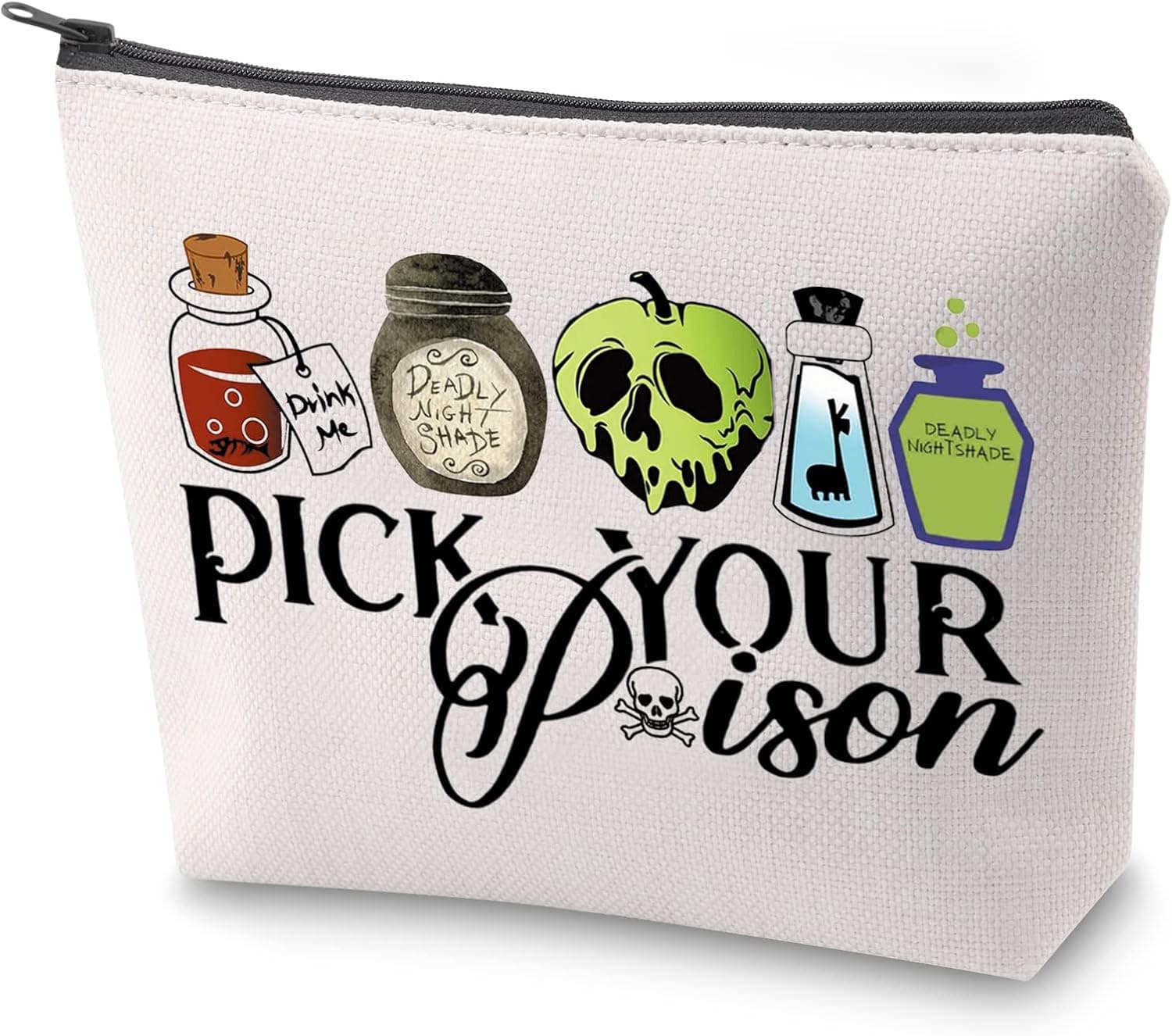 ZJXHPO Halloween Evil Queen Gift Villain Lover Gift Villain Poison Makeup Bag With Zipper Villain Canvas Tote Shoulder Bag