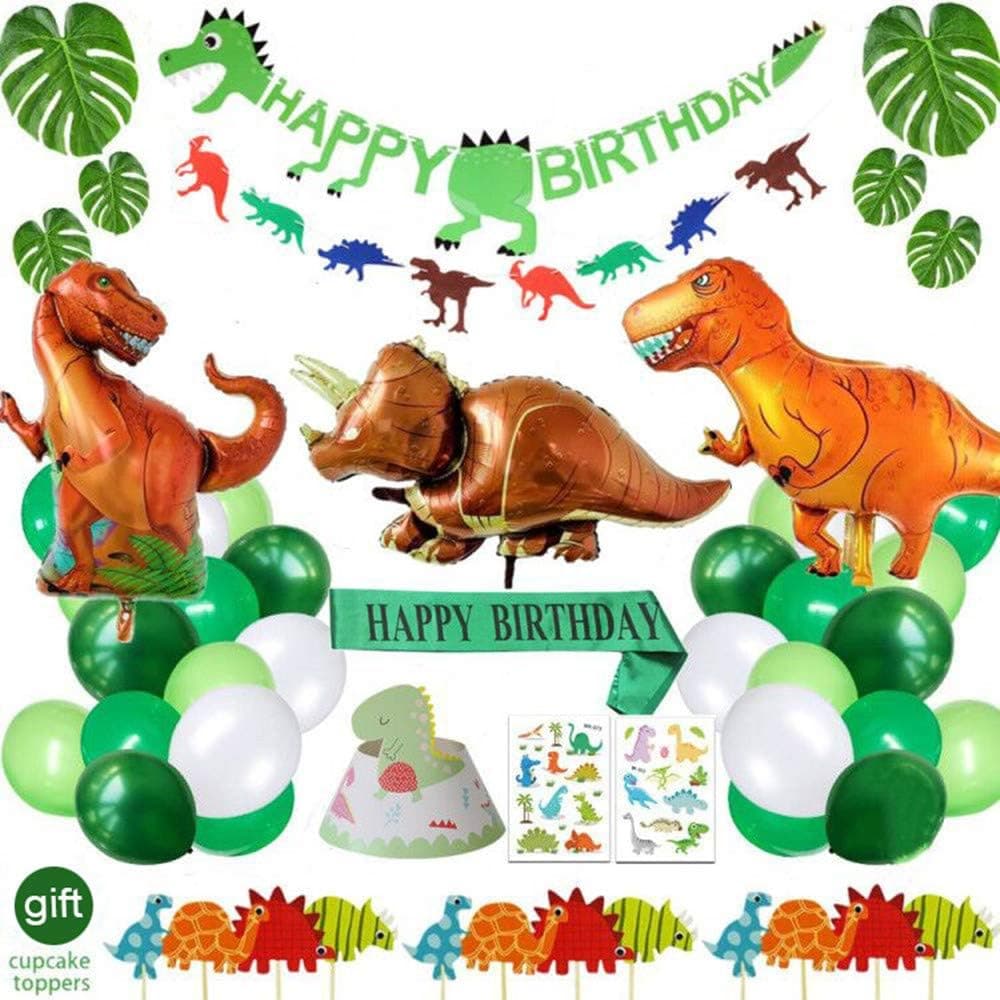 Yancan Dinosaur Birthday Decorations Party Supplies Included Birthday Banner Hat Sash Dinosaur Balloons for Boys Kids Birthday Decor