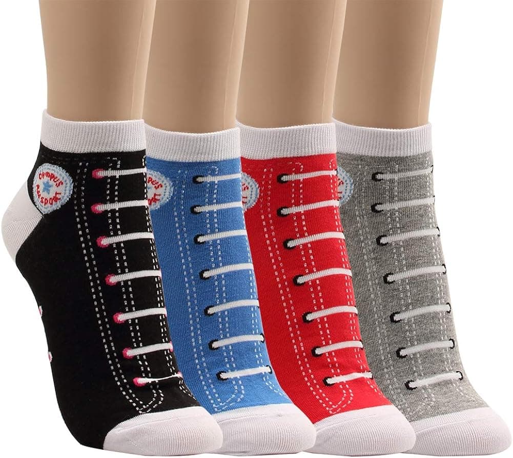donoba Sneakers Socks Funny Crazy Colorful Ideal Gift Activity For Teen Women 4 pairs