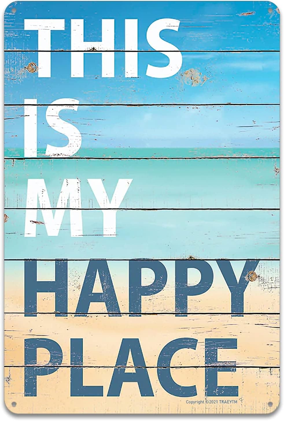 Metal Sign - This is My Happy Place Sign for Home, Bedroom, etc. Art Deco,8x12 inch