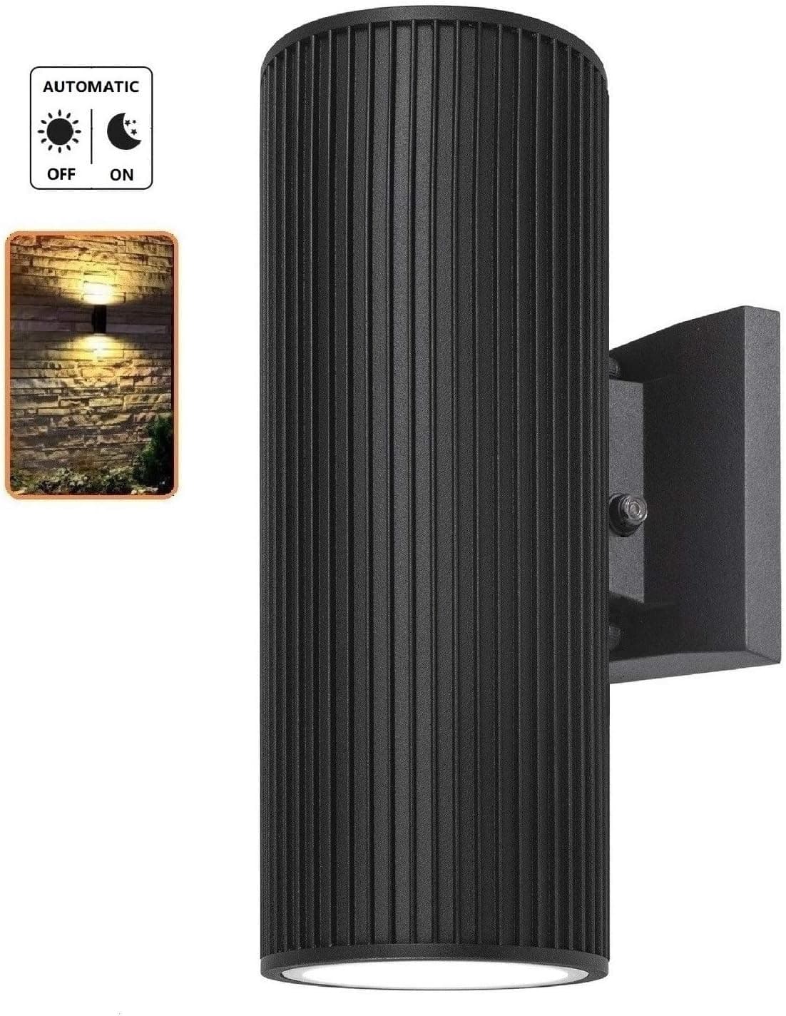 ZUUKOLE Dusk to Dawn Sensor Outdoor Wall Light, Exterior Lighting - ETL Listed, Die-Casting Aluminum Waterproof Wall Mount Cylinder Design - Up Down Light Fixture for Porch, Garage, Garden and Patio