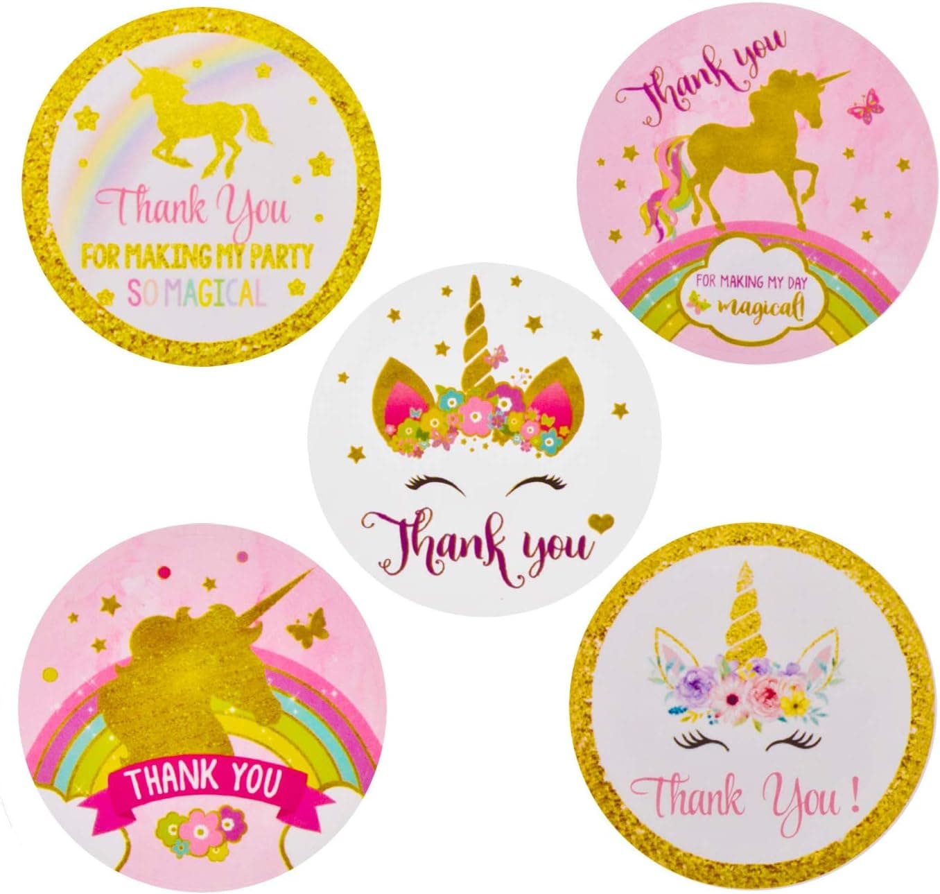 Famoby Magical Unicorn Stickers Thank you Stickers for Unicorn Party Supplies 40 Pack