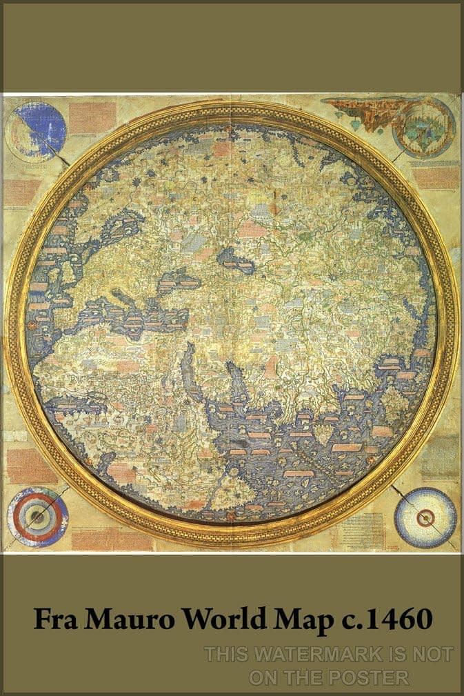 Fra Mauro World Map, c.1460 - 24"x36" Poster